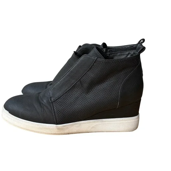 Dream Pairs Womens Black Hidden Wedge Sneakers High Top Zip Up Shoes‎ Size 10