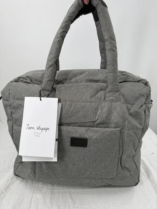 7AM Voyage Plaza Bag Gray Diaper Baby Travel Vegan NEW