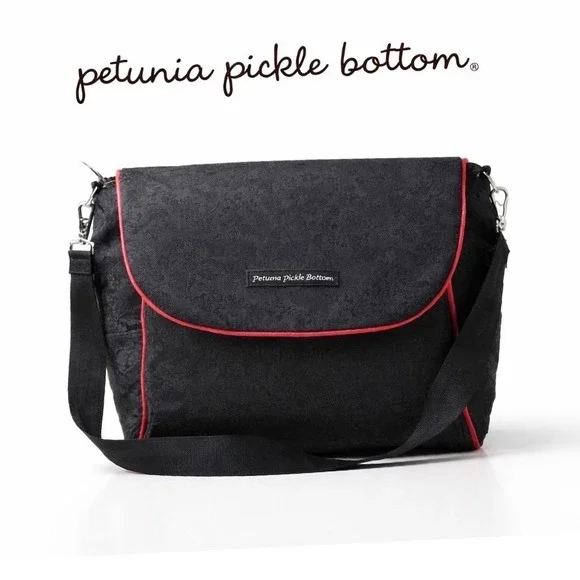 Petunia Pickle Bottom Black Jacquard Diaper Bag Messenger‎ Bag
