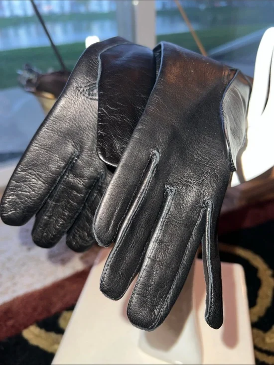 Women’s Long Black Leather Gloves NWT Made in Italy