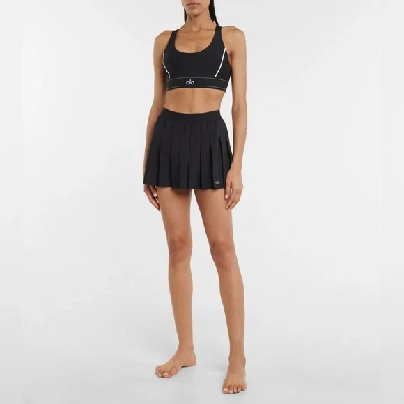 Alo Yoga Varsity Mini Tennis Skirt Black Size Small