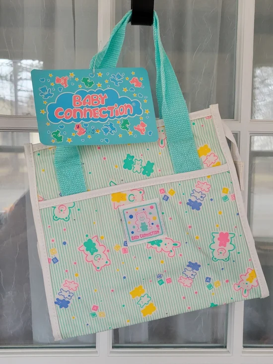 ✨️New✨️VINTAGE Diaper Bag Connection Mint Bear Print Baby Tote Bag Milk Bag