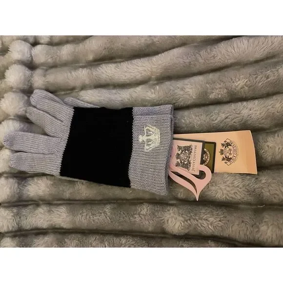 Y2k nwt vintage og juicy couture knit winter gloves mittens grey