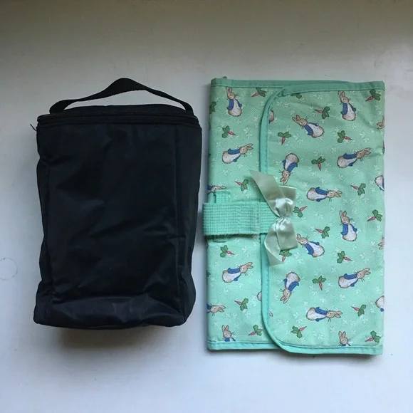 Green Peter Rabbit Accessory Organizer Clear Pockets Baby Bottle Insulated Bag