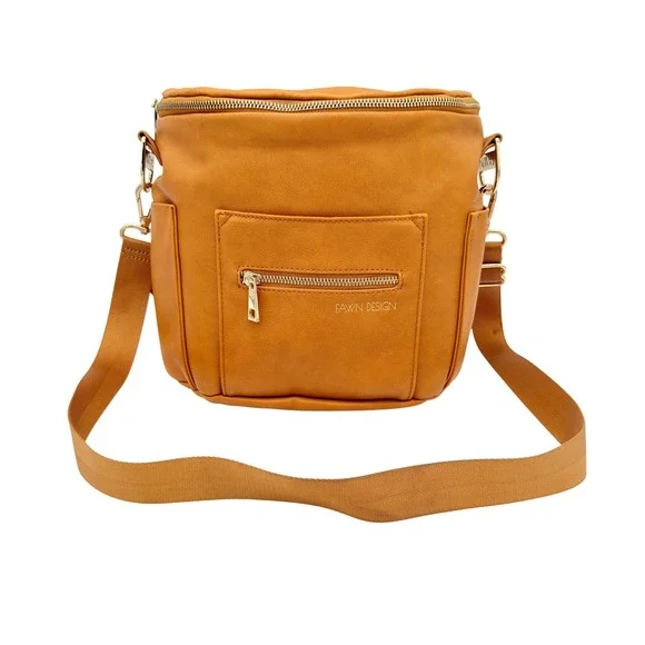 Fawn Design‎ Mini Backpack Diaper Bag Vegan Leather Tan Gold Hardware