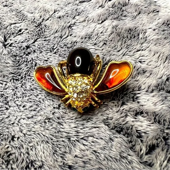 Joan Rivers Amber Resin and Crystal Bee Pin