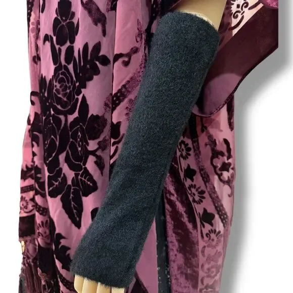 Black Soft Fuzzy Long Arm Warmers Gloves NWT