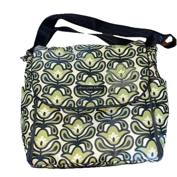 Petunia Pickle Bottom Diaper Bag Boxy Backpack Green Tan floral