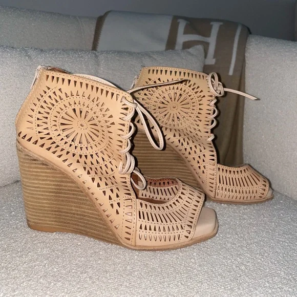 Jeffrey Campbell Rodillo Lace-up Wedge Sandal Size 7.5 Coastal Cowgirl Western