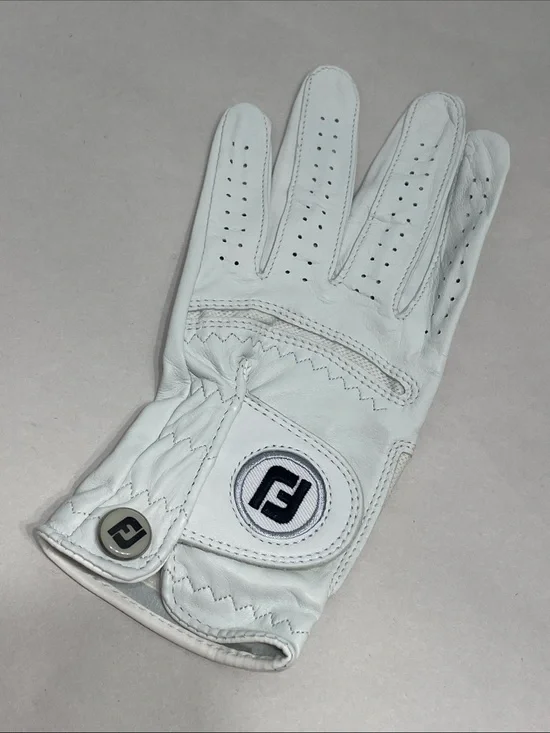 FootJoy White Leather Golf Glove with Black FJ Accent. Ladies Large. Preowned.