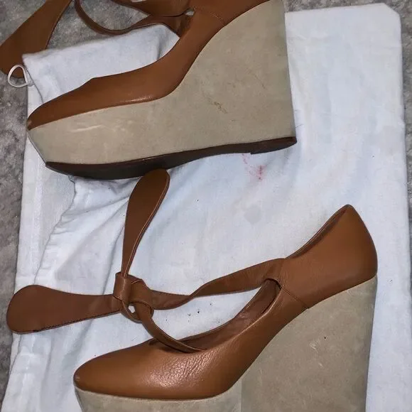 JLo Private Line Brown Leather Platform Wedges