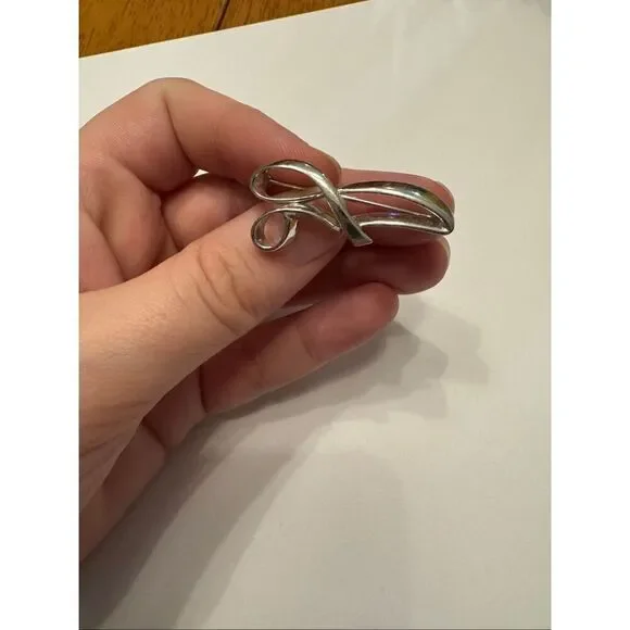 Vintage Sanah Abstract Silver-Tone Modernist Brooch – Mid Century Style