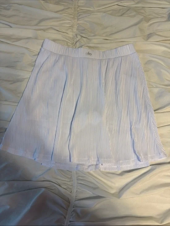 ALO Yoga White Pleated Skater Skirt