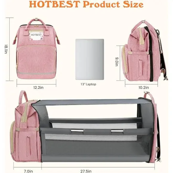 HOTBEST Diaper Bag Backpack, Pink, Large New
