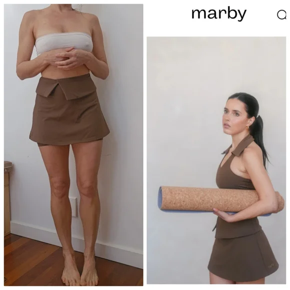 Nwot Marby ssense Espresso Preppy Brown Fold Top Preppy Tennis Skirt S