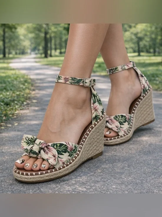 Rampage Floral Fabric Wedge sandal