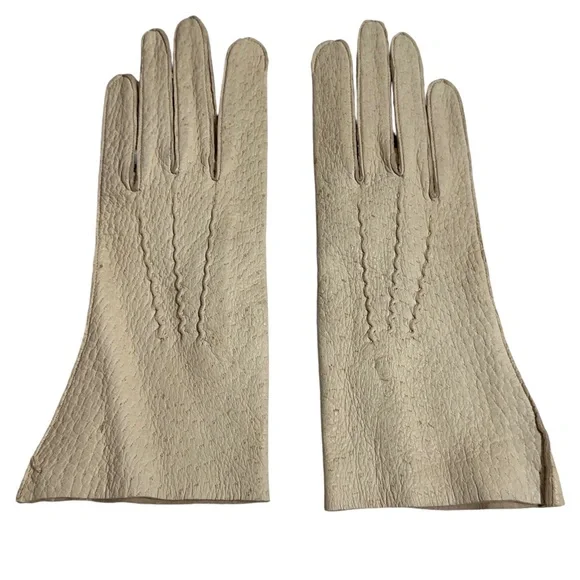 Womens Vintage Genuine Peccary Pigskin Textured Driving Gloves Sz 7 Unlined Soft