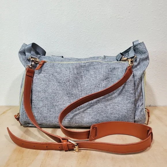 mommore Gray Breast Pump Diapaer Bag With Changing Mat