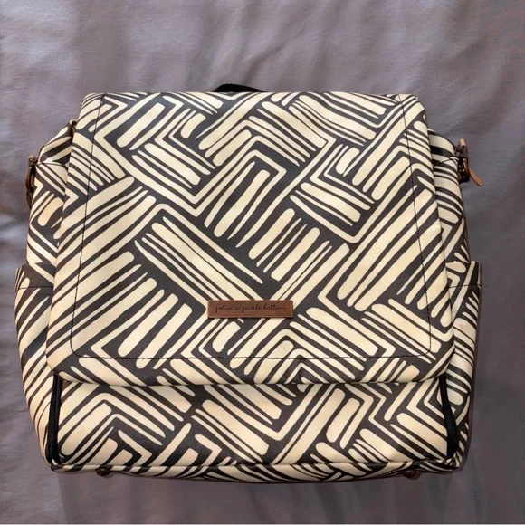 Petunia Pickle Bottom Diaper Backpack Black Off White Stripes Versatility