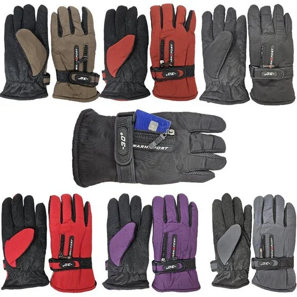Women's Felt Lined Ski Winter Gloves, Multiple Colors, One Size 10