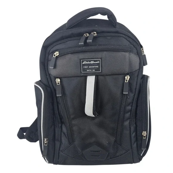 Eddie Bauer First Adventure‎ Diaper Backpack Bag Black Convertible Organizer