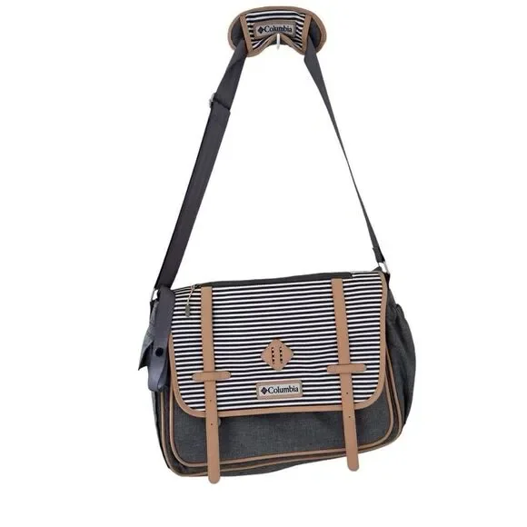 Columbia Sunshine Springs Messenger Padded‎ Diaper Bag Gray Unisex (Flaw-Read)