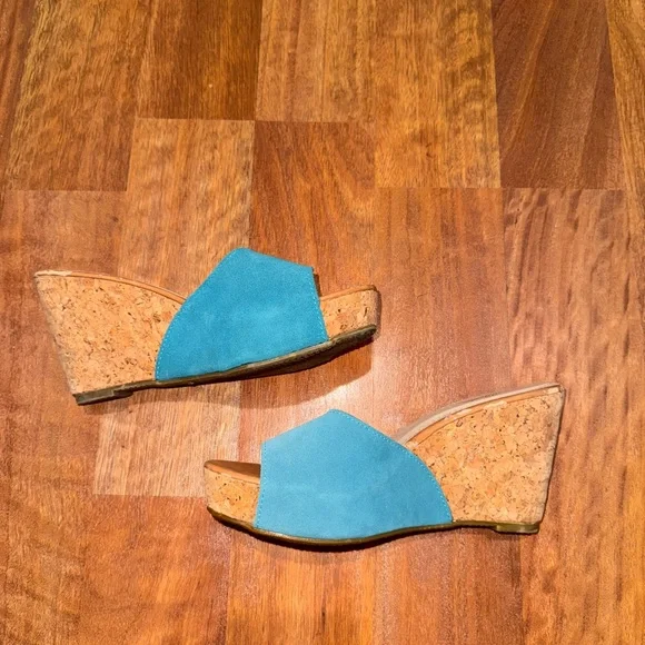 Vera Bradley Y2K 90s Blue Cork Wedge Sandals