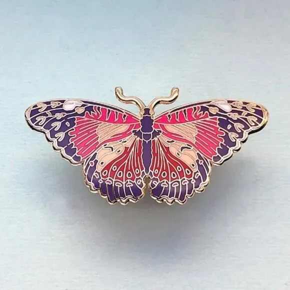 Red Lacewing Butterfly Enamel Pin - Gold Plated Nature Jewelry‎ & Brooch