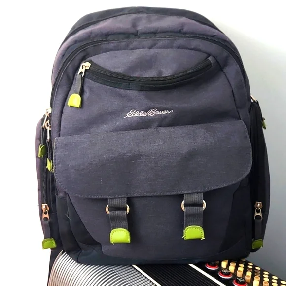 AWESOME EDDIE BAUER DIAPER BAG BACKPACK W/3-INSULATED POCKETS & WIPE HOLDER