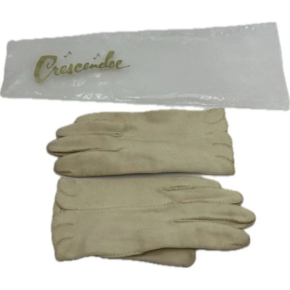 Vtg‎ Crescendoe Ladies Cream Dress Gloves Sz 6.5 Costume Women's Core Off White