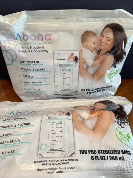 Abana Breastmilk Storage Bags, 200 Pre-Sterilized bags 8FL OZ/240 ml New Nursing