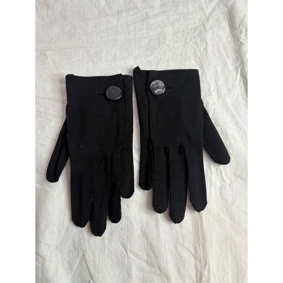 Vintage Black Button Accent Gloves Womens Dressy Opera Evening Fashion Accessory