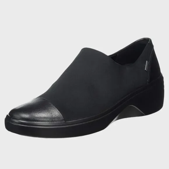 ECCO Size 40 Soft 7 Wedge Gore-Tex Slip-On Sneaker Black Waterproof Comfort Shoe