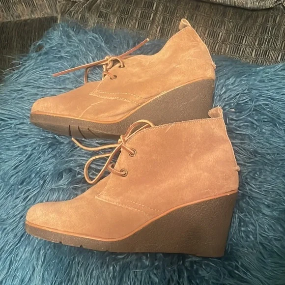 Sperry Top-Sider Harlow Shoes Cognac Leather Ankle Wedge Boot