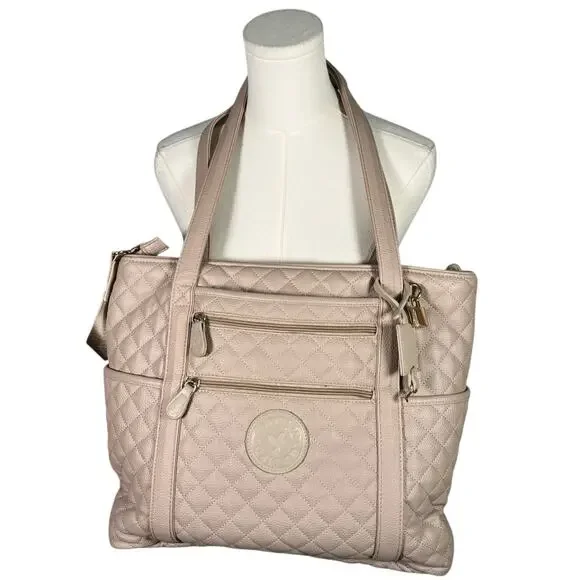 DD Bird The Taupe Leather Nash With Changing Pad Diaper Bag Luxury Shoulder