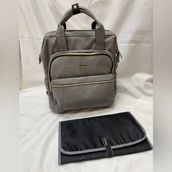 Liname Diaper Bag Backpack Gray Adjustable Straps Pre-owned