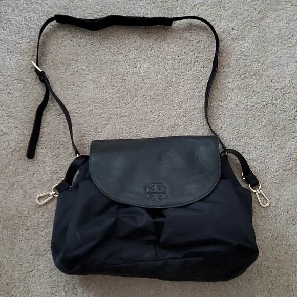 Tory Burch Thea Nylon Pebbled Leather Adjustable Diaper Bag