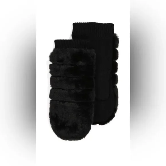 UGG Faux Fur Mittens Black L/XL NWT