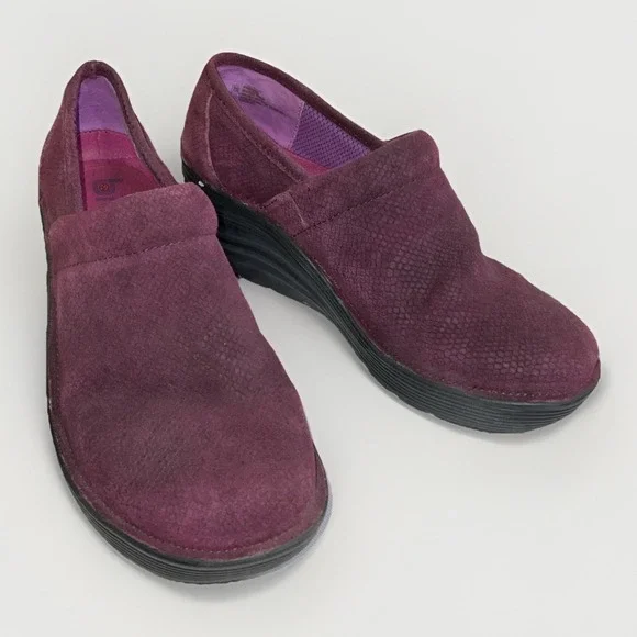 Bionica Cardin Purple Suede Snakeskin Wedge Platform Comfort Soft