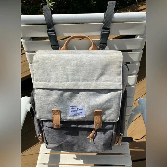 Eddie Bauer Cascade Backpack Diaper Bag. First Adventure.Stroller/shlder straps.