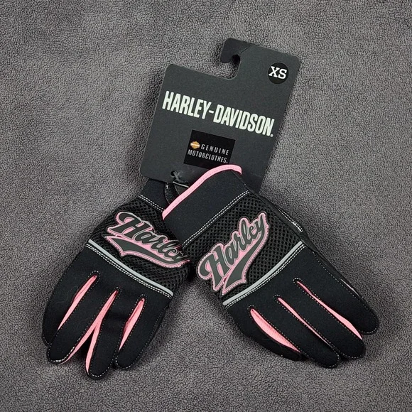 Harley-Davidson Riding Gloves Womens XS Black Pink Mixed Media 98131-20VW