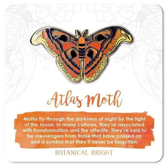Atlas Moth Enamel Pin - Gold Plated Brooch - Garden,‎ Insect, & Nature Jewelry