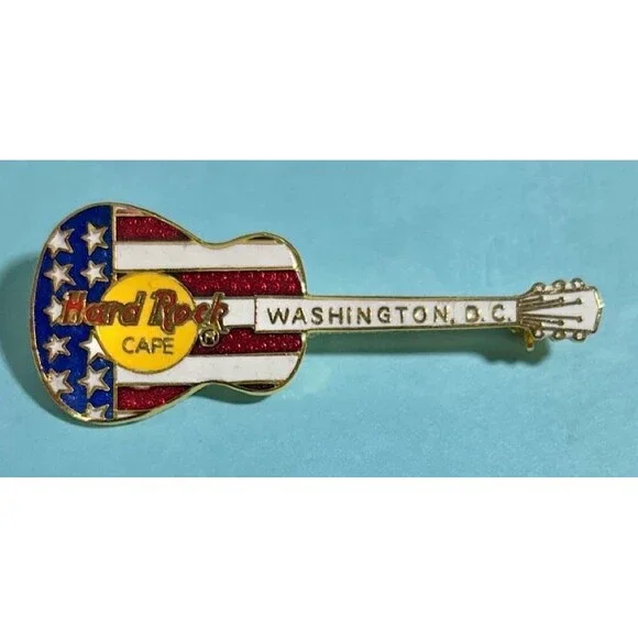 Hard Rock Cafe Washington DC Guitar Pin Stars Stripes Flag Design NIP