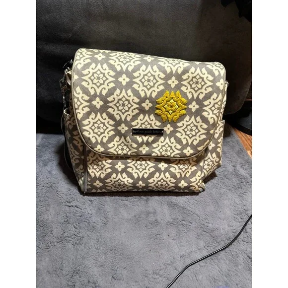 Petunia Pickle Bottom diaper bag gray and ivory backpack style