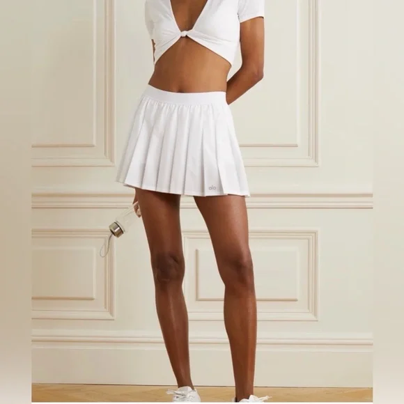 Alo White Varsity Tennis Skirt