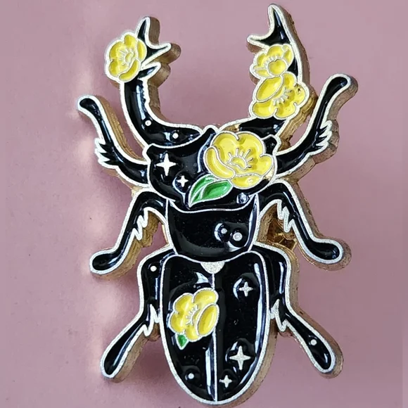 Black and Yellow Beetle Enamel Pin