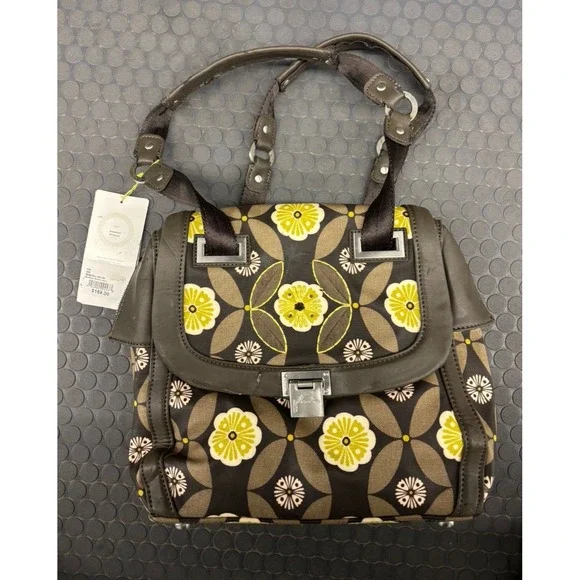 NWT Petunia Pickle Bottom Diaper Bag Brown Yellow Bauhaus Bowler (read)