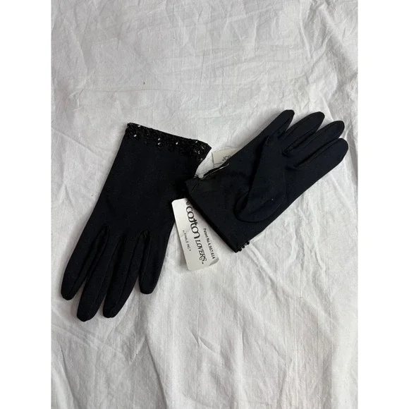 Small Lovers Womens Black Sequin Cuff Evening Gloves Formal Party Opera