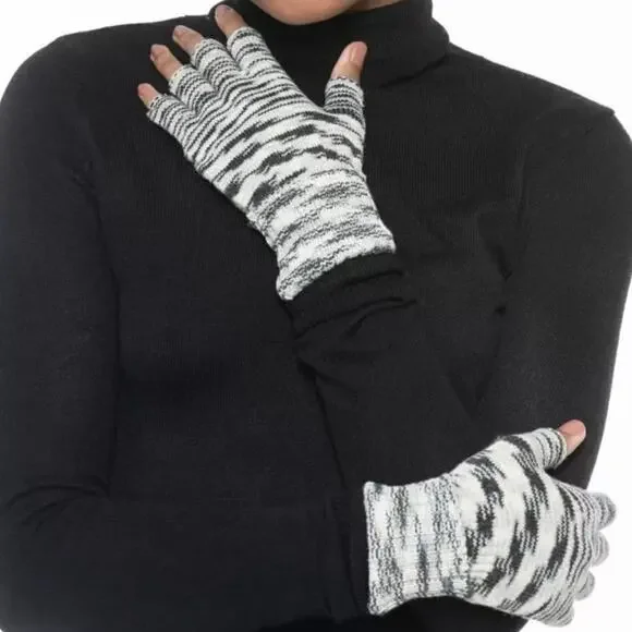 Style & Co Black Marled Space-Dyed Fingerless Gloves NWT