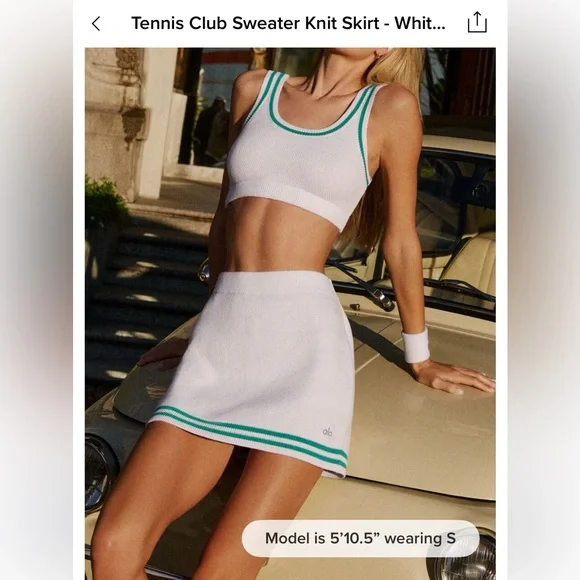 ALO Yoga White Mini Skirt with Green Accents